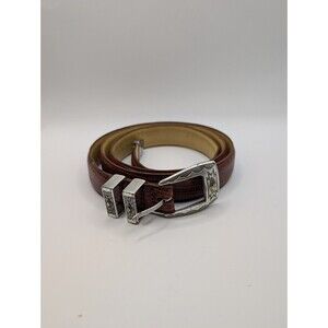 Belt Master Genuine Italian Leather Mens 46 BrownSouthwest Gold/Silver Hardware